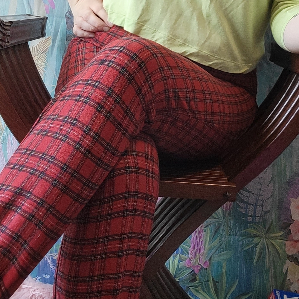 Vintage High-waisted Plaid Stirrup Trousers - Picture 8 of 8